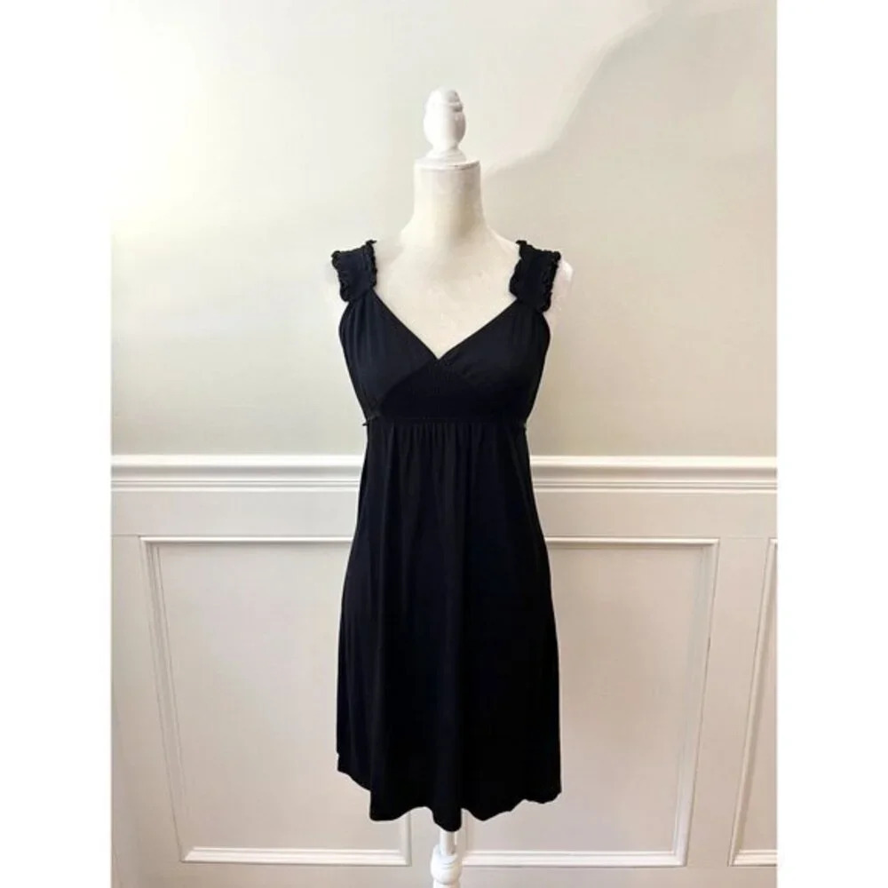 Juicy Couture Black Jersey Dress Crochet Lace Trim Small